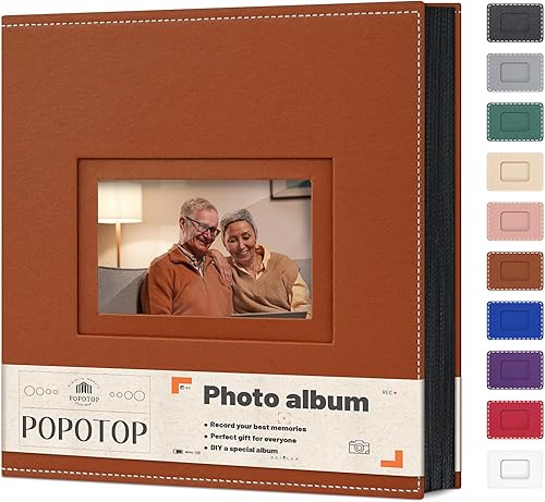 Popotop Photo Album 4x6 300 Pockets with Leather Hardcover Cover, Small Photo Album Holder Book with 50Pcs Pages for Family Travel Wedding Baby Gifts - Jamouz