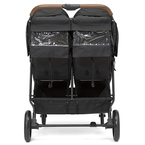 Delta Children Cruzer Double Stroller – Lightweight Side by Side with Reclining Seats, Extendable Canopies and Flat Fold, Black - Jamouz