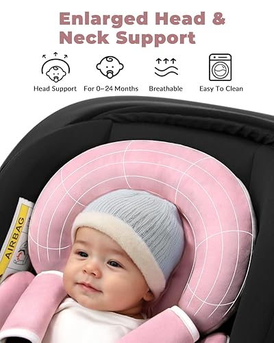 Infant Car Seat Insert with Extra Cushion for Preemie to Infants, Reversible Newborn Carseat Insert Head Support, Fits for Stroller, Baby Swing, Rocker, Bassinets, Pushchair (Black Star) - Jamouz