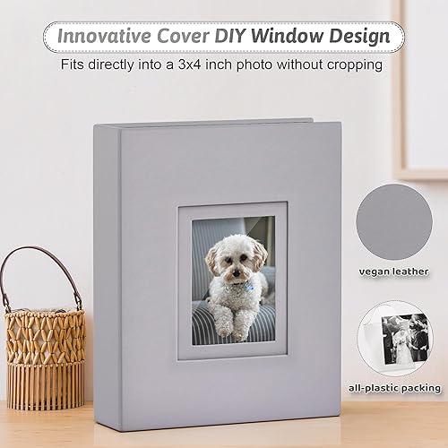 Popotop Photo Album 4x6 300 Pockets with Leather Hardcover Cover, Small Photo Album Holder Book with 50Pcs Pages for Family Travel Wedding Baby Gifts - Jamouz