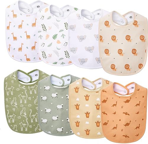 Lilian&Gema Baby Bibs 8 Pack Baby Drool Bibs for Unisex Boys Girls,Soft Cotton Bibs for Teething and Drooling Newborn - Jamouz