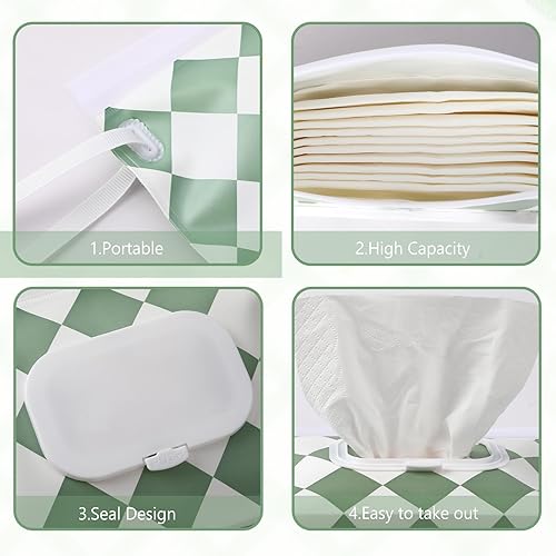 FEBSNOW 4 Pack Baby Wipe Dispenser, Portable Refillable Wipe Holder, Baby Wipes Container, Wipe Dispenser, Reusable Travel Wet Wipe Pouch (Geometric) - Jamouz