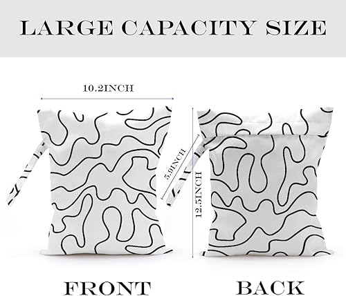 Wet Bag, Wet Dry Bag, Wet Bag for Swimsuit, Travel, Beach, Pool, Diapers, Dirty Yoga Gym Clothes, Makeup Bag, Waterproof Reusable Minimalist Aesthetic Line Art Geometric Decor - Jamouz