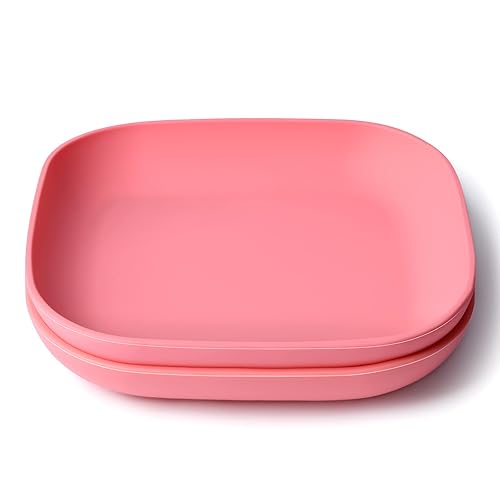 BABELIO Powerful Suction Plates for Baby and Toddler, 100% Food Grand Silicone, Divided, BPA Free, Microwave & Dishwasher Safe, Stay Put, 3 Pack - Jamouz