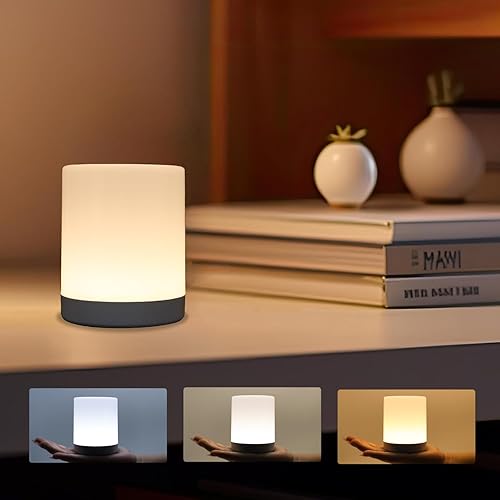 Touch Night Light for Baby Nursery, Small Cordless Lamp, Dimmable Portable Rechargeable Battery Operated Night Light, Wireless Bedside Mini Lamp for Bedroom, Bathroom - Jamouz