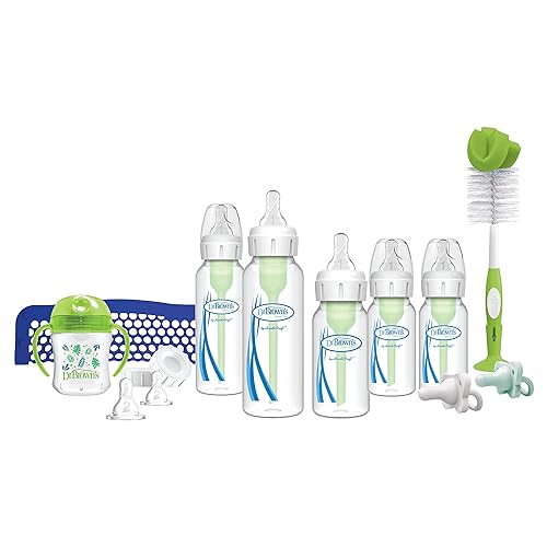 Dr. Brown's Natural Flow Baby Feeding Set with Anti-Colic Bottles, Transition Cup, Brush, and Silicone Pacifiers - Jamouz