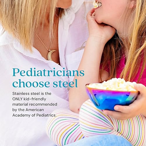 Ahimsa Stainless Steel Bowls for Kids - Pediatrician Designed, 12oz Toddler Bowl, Non Toxic Stainless Steel Snack Bowls Set, Non Plastic Kids Bowl, Dishwasher Safe (Set of 4 Classic) - Jamouz