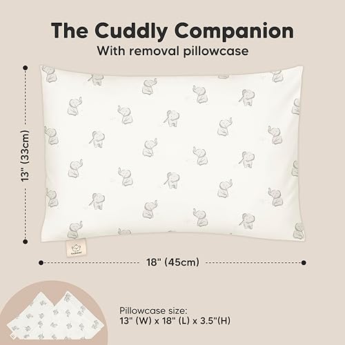 Toddler Pillow with Pillowcase - 13x18 My Little Cuddly Pillow, Viscose Derived From Bamboo Nursery Toddler Pillows for Sleeping,Kids Pillow,Small Travel Pillows,Mini Toddler Bed Pillow (Meadow) - Jamouz