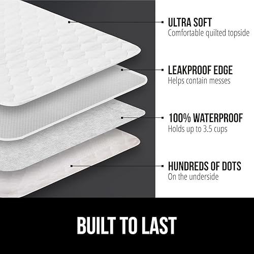 Gorilla Grip 3 Pack Soft 100% Waterproof Hypoallergenic Absorbent Baby Changing Liners, Stay in Place Pad, Slip Resistant, Quilted Machine Washable Reusable Liner Pads, Diaper Table Mat Cover, White - Jamouz