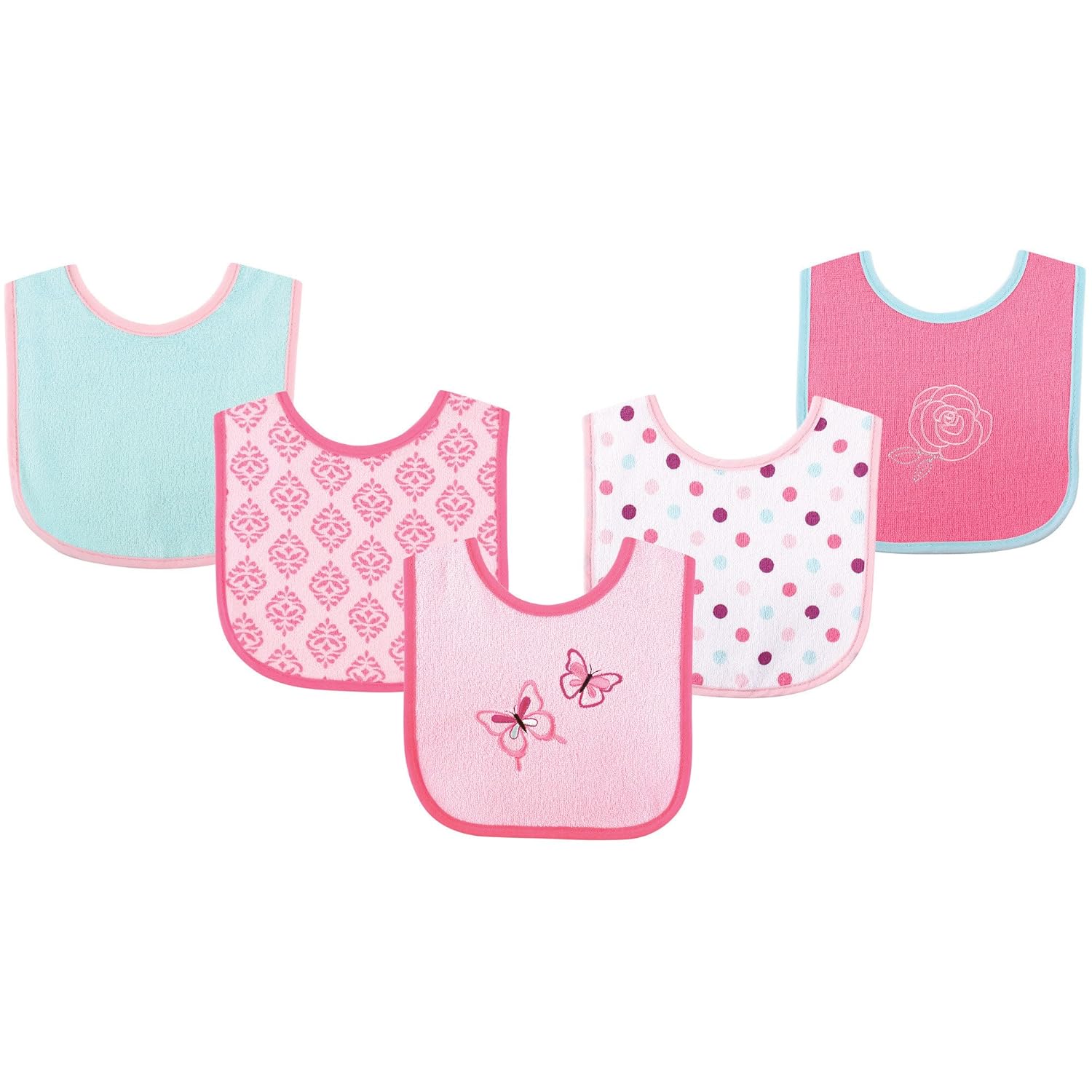 Luvable Friends Unisex Baby Cotton Terry Drooler Bibs with PEVA Back, Princess, One Size - Jamouz