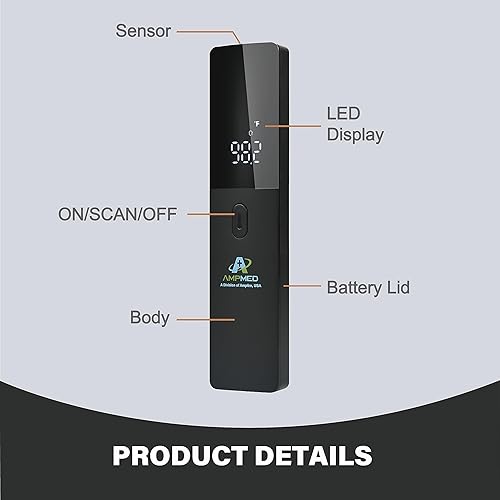 Amplim No-Touch Forehead Thermometer for Adults and Kids, Non-Contact Digital Baby Thermometer for Infants/Newborns. Medical Grade Touchless Temporal Thermometer for Fever, FSA HSA Eligible - Jamouz