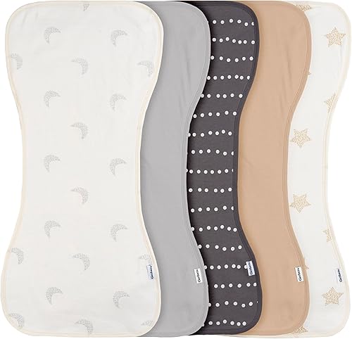Gerber Baby Unisex Burp Cloths 5-Pack, Tan Grey, Size 10.5' x 21' - Jamouz