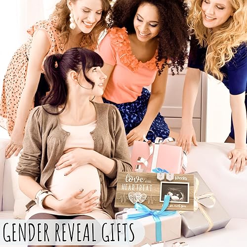 Baby Sonogram Picture Frame with Countdown Weeks - Standard 4'x3' Ultrasound Photo - Pregnancy Announcements Ideas - Gender Reveal Baby-Shower Gift - New Mom Expecting Parents to Be Keepsake Gifts - Jamouz