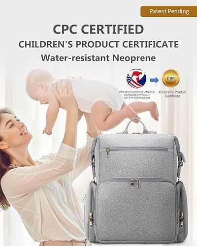 CEI-CEI Neoprene Diaper Bag Backpack with Changing Pad, Large Newborn Baby Maternity Bags Travel Tote with Insulated Pockets (Black) - Jamouz