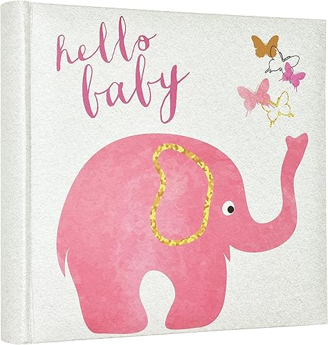 MCS 200-Pocket Fabric Baby 4x6 Photo Album with Writing Space, 8.5 x 8.5 Inches, Baby Pink - Jamouz