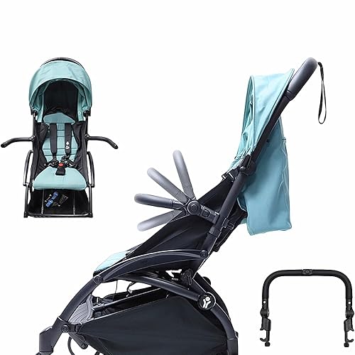 Stroller Bumper Bar Adjustable Angle Replacement Armrest Detachable Stroller Bar Handlebar Crossbar Stroller Accessory Dual-Mode Open with Black Smooth Leather Cover - Jamouz