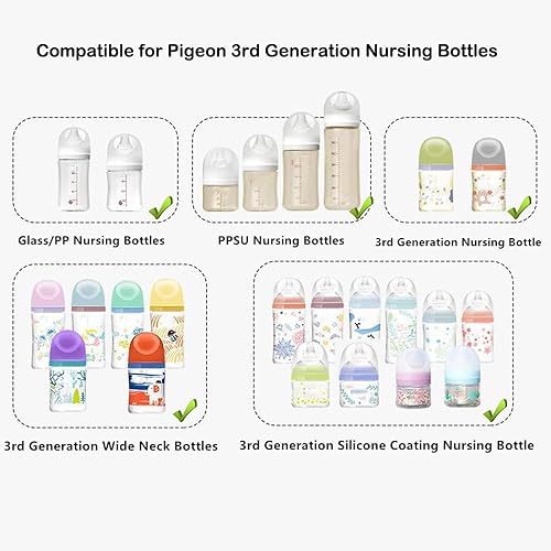 Pack of 5, Bottle Handles Grips Compatible for Pigeon 3rd Generation Silicone Coating Nursing Bottle, PPSU/PP/Glass Nursing Wide Neck Bottles - Jamouz