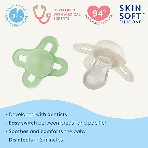 MAM Original Start Matte Newborn Baby Pacifier, Best Pacifier for Breastfed Babies, Boy, 0-3 Months (Pack of 4) - Jamouz