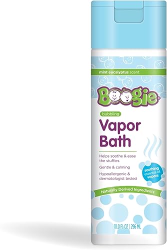 Kids Vapor Bubble Bath by Boogie, Soothing Vapor Bubble Bath, Made with Plant and Oat Extracts, Natural Essential Oils, Mint Eucalyptus 10oz Pack of 1 - Jamouz