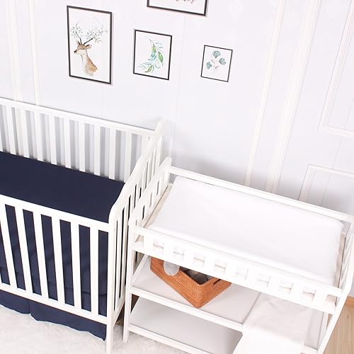 CaSaJa Navy Diaper Changing Pad Cover with Strap Holes Set of 3, Snug Fit 4-Sided Contoured Changing Table Pad 16x31 16x32, Fitted Change Pad Sheet for Baby Boy, 100% Silky Soft Microfiber - Jamouz