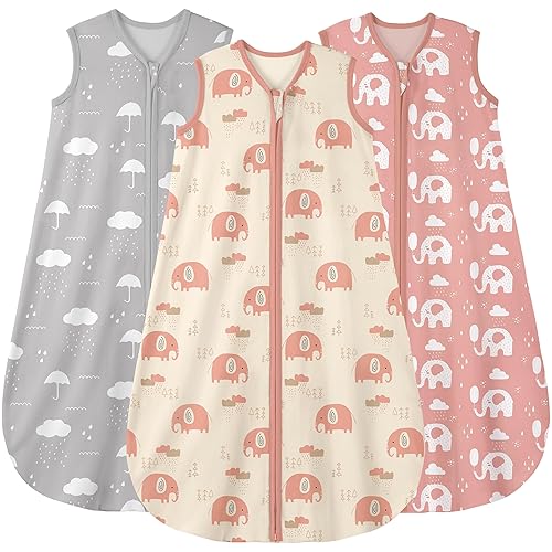 Yoofoss Baby Sleep Sack 6-12 Months Wearable Blanket for Babies 100% Cotton 2-Way Zipper TOG 0.5 Toddler Sleeping Sack 3 Pack, Soft Lightweight Sleep Sacks - Jamouz