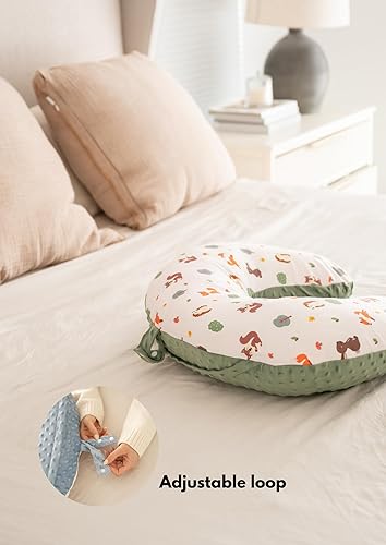 Double-Sided Baby Nursing Pillow Cover Set - 4 Pack - Soft Unisex Breastfeeding Pillow Cover for Girl & Boy with Hanging Loop - Multipurpose Washable Quick-Dry Slipcover Case with Waterproof Liner - Jamouz