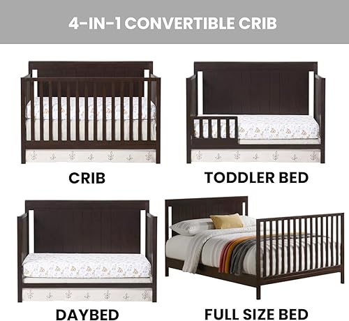 Oxford Baby Lazio 4-in-1 Convertible Crib, Dove Gray, GreenGuard Gold Certified - Jamouz