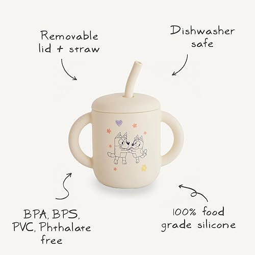 mushie 100% Silicone Training Cup & Straw for Toddlers | 6 Months+ (Soft Lilac) - Jamouz