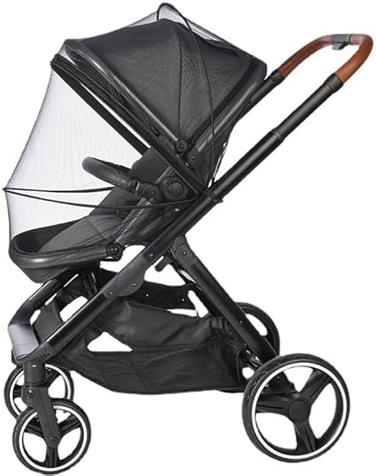 Baby Stroller Mosquito Net Universal Breathable Stroller Canopy Cover with Mosquito Netting for Infant Toddler Pushchair (Black) - Jamouz