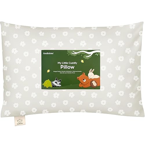 Toddler Pillow with Pillowcase - 13x18 My Little Cuddly Pillow, Viscose Derived From Bamboo Nursery Toddler Pillows for Sleeping,Kids Pillow,Small Travel Pillows,Mini Toddler Bed Pillow (Meadow) - Jamouz