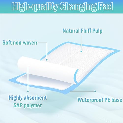 Rocinha 100 Count Disposable Changing Pads 24'' x 17'' Baby Disposable Underpads Waterproof Diaper Changing Pad Breathable Underpads Bed Table Protector Mat, - Jamouz