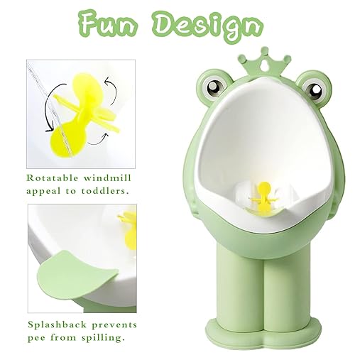 Frog Pee Training,Potty Training Urinal for Boys Kids Toddler Standing Urinal Wall-Mounted Toilet with Funny Aiming Target,Green - Jamouz