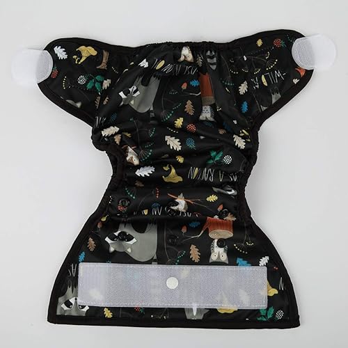Baby Cloth Diaper Cover Nappy Hook and Loop Double Gusset 6.6lbs to 33lbs (Rabbits Wolves) - Jamouz