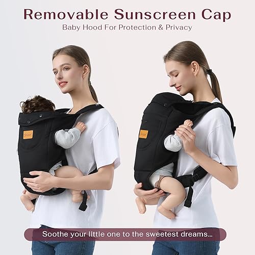 Baby Carrier Newborn to Toddler, Cozy Baby Wrap Carrier(7-30lbs), Easily Adjustable Toddler Carrier, Lightweight Baby Holder Carrier, Black - Jamouz