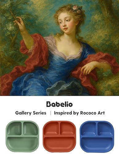 BABELIO Powerful Suction Plates for Baby and Toddler, 100% Food Grand Silicone, Divided, BPA Free, Microwave & Dishwasher Safe, Stay Put, 3 Pack - Jamouz