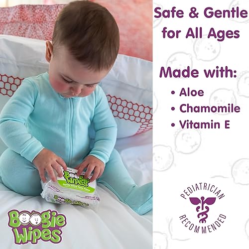 Saline Nose Wipes by Boogie, for Baby & Kids, Face, Hand & Body, FSA/HSA Eligible, Made with Vitamin E, Aloe, and Natural Saline, Unscented, 30 Count (Pack of 6) - Jamouz