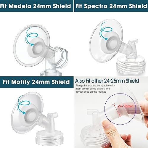 Flange Inserts 22mm for Medela/Spectra/tsrete/momcozy/Elvie/Motif Luna/Ameda MYA Breastpump 24mm Breast Shields. Reduce 24mm Nipple Tunnel Down to 22mm - Jamouz