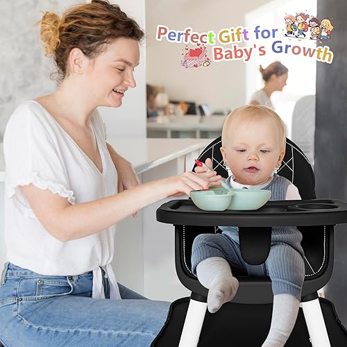 6 in 1 Baby High Chair for Babies and Toddlers, Booster Seat, Kids Learning Table & Chair (Grey) - Jamouz
