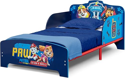 Delta Children - Nick Jr. PAW Patrol Wood and Metal Toddler Bed, Blue - Jamouz