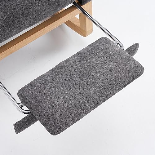 Nursery Rocking Chair with Retractable Foot Rest Glider Rocker Accent Chair Padded Seat with High Backrest Armchair Comfy Side Chair for Living Room Bedroom Offices (Gray) - Jamouz