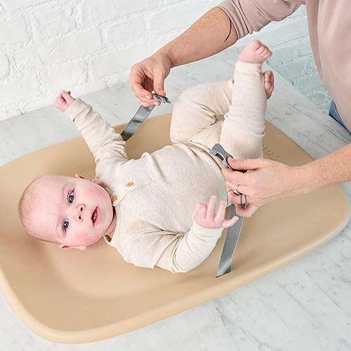 Nattou Softy Changing Pad - Wipeable Baby Changing Mat- Durable, Water-Resistant, Cocoon Shape with Honeycomb Bottom Grips BPA-Free, Assimilates Room Temperature - Grey - Jamouz