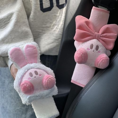 Car Seatbelt Cover Kirby Stocking Stuffers Cute Creative Safety Seatbelt Shoulder Pad Auto Accessory Neck Cushion Protector Seatbelt Shoulder Protector Decoration Nice Gift (2-Pack (Rabbit & Bowknot)) - Jamouz