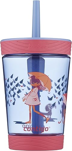 Contigo Kids Spill-Proof 14oz Tumbler with Straw and BPA-Free Plastic, Fits Most Cup Holders and Dishwasher Safe, 2-Pack Strawberry Cream & Blue Raspberry - Jamouz