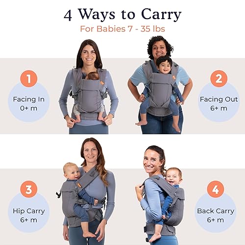 Beco Baby Carrier Gemini Newborn to Toddler-Front, Back and Hip Seat Carrier,Baby Carrier Backpack & Baby Front Carrier with Adjustable Seat,Ergonomic Baby Holder 7-35lbs (Grey) - Jamouz