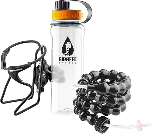 Tower Hands Free Drinking System, Clear Tritan Bottle, with Round Tube Mounted Bottle Holder (length 25 in / 63 cm) - Jamouz