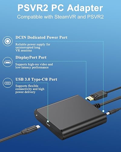PSVR2 PC Adapter& Accessories Kit PSVR2 PC Adapter,Power Adapter&DP Cable - Expand Your PS VR2 Game Library with Enhanced Compatibility - Jamouz
