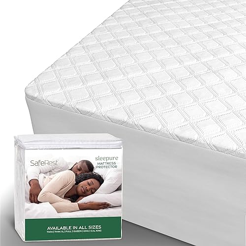 SafeRest 100% Waterproof Crib Size Mattress Protector - Fitted with Stretchable Pockets - Machine Washable Cotton Mattress Cover for Bed - Newbourn Baby Essentials for Toddler or Baby Nursery - Jamouz