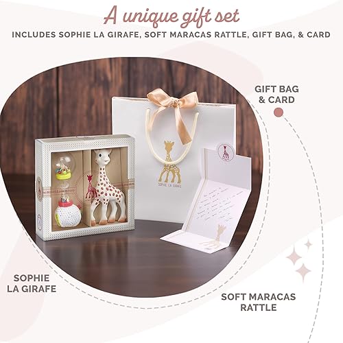 Sophie la girafe | Ready to Give Birth Box | Includes Sophie la girafe & Soft Maracas Rattle | Comfort & Soothe | Awaken All 5 Senses - Jamouz