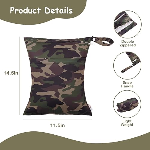 ALVABABY 2pcs Superior Waterproof Wet Dry Bags,Reusable Two Zippered Pockets, Baby Cloth Diaper Wet Bags,Travel,Beach,Pool,Daycare,Soiled Baby Items,Yoga Gym Bag,Wet Bag for Swimsuit LW19743 - Jamouz