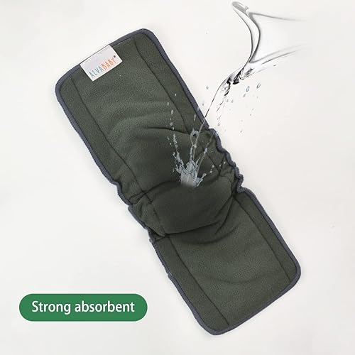 ALVABABY Reusable 5 Layers 12 Pack Inserts with Gussets for Baby Cloth Diaper and Cloth Diapers Covers 12FLN - Jamouz